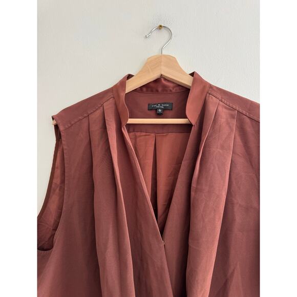 RAG & BONE Meredith Brown Wrap Effect Crepe Sleeveless Top Size XL - Picture 7 of 8